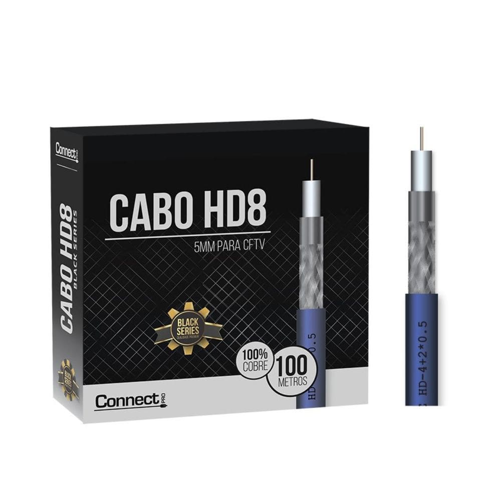 Cabo Cftv Câmera Hd8035 5Mm-Hd-8 Premium Rolo Com 100 Metros