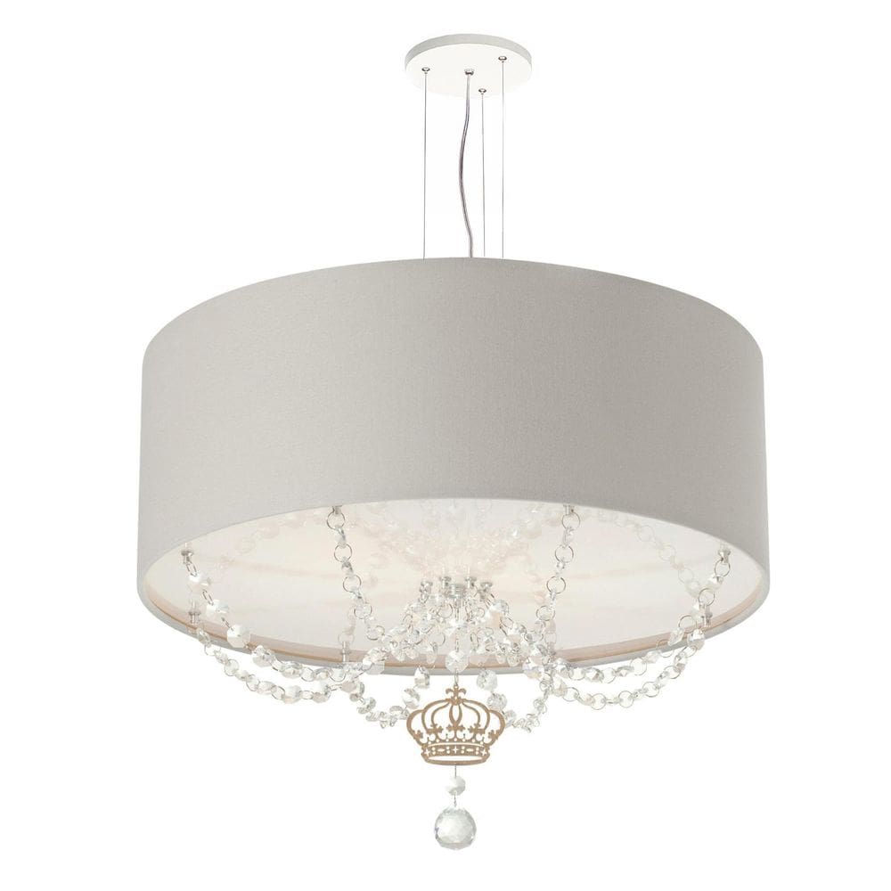 Lustre Pendente Infantil Coroa Cúpula Cinza 50X15 3E27
