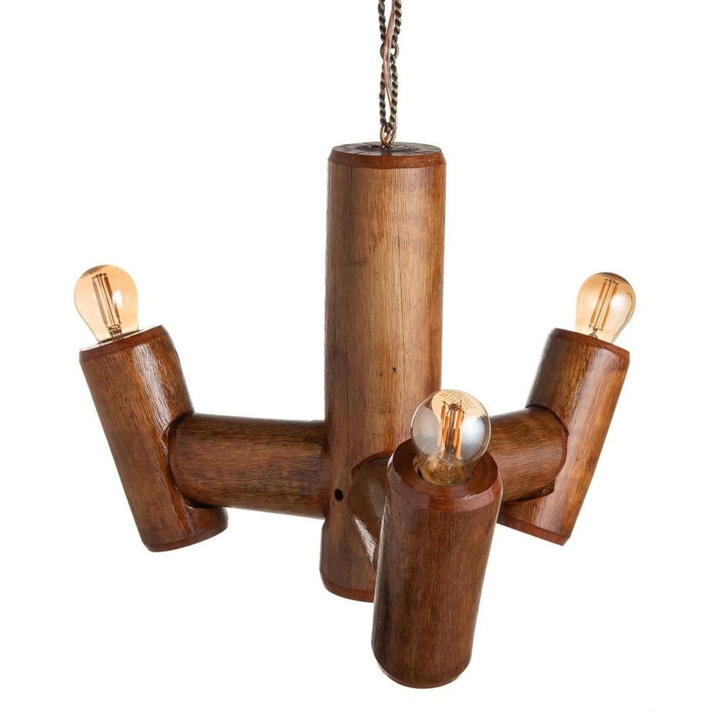 Lustre Pendente Modelo Aranha Em Madeira Rústica