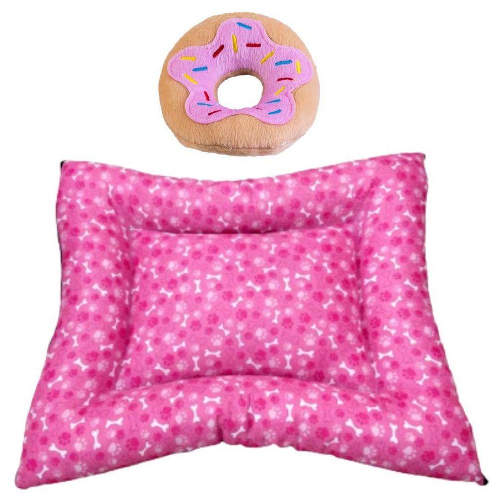 Kit Almofadão E Pelúcia Para Cães E Gatos - Rosa