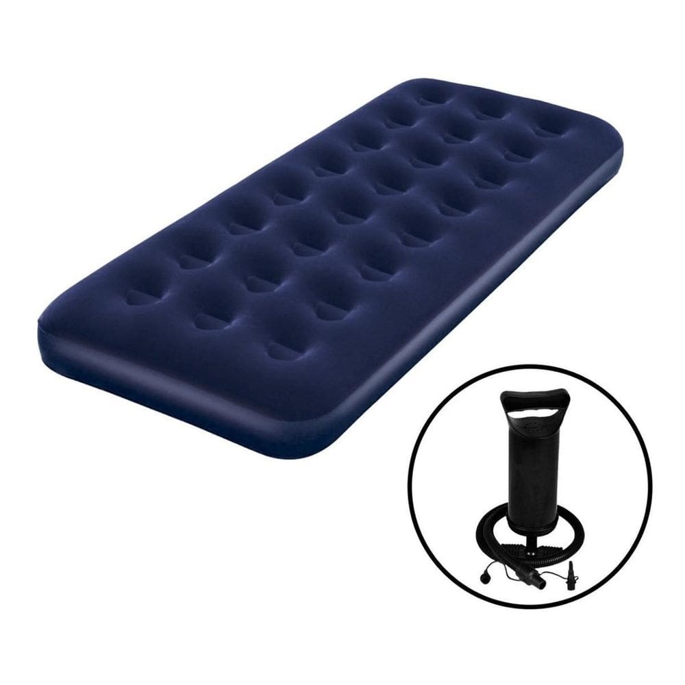 Kit Colchão Inflável Ar Solteiro Camping Pesca Praia + Bomba