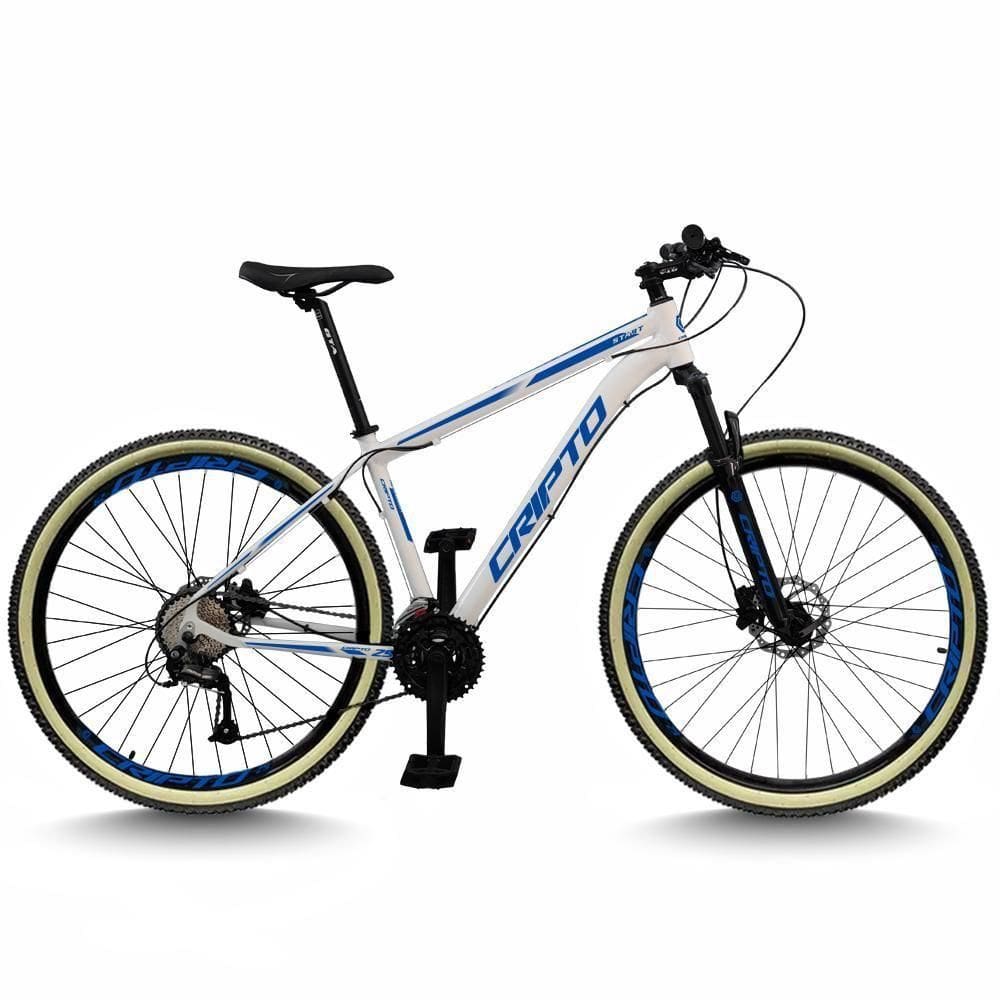 Bicicleta Aro 29 Cripto 24 Marchas Freio Disco E Suspensão Pneu Bege - Branco/azul - 15" Branco/azul