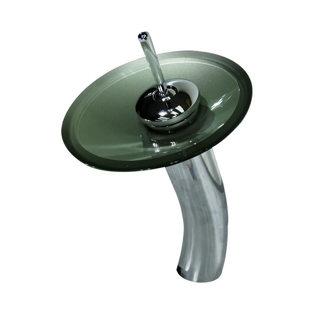 Torneira Mono Comando De Vidro Redonda Alta Prata