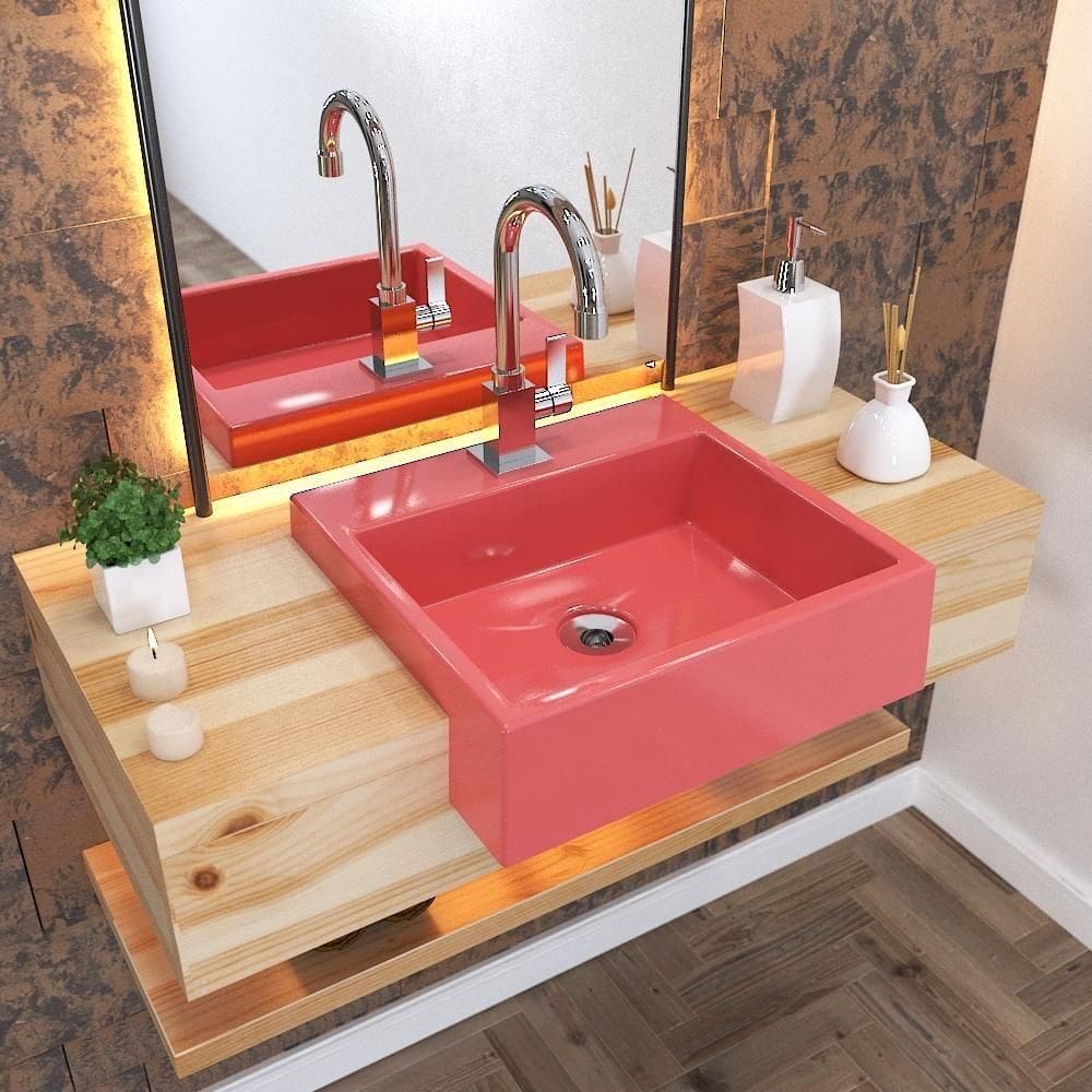 Cuba Semi Encaixe Quadrada Xq395w Colorida Rosa