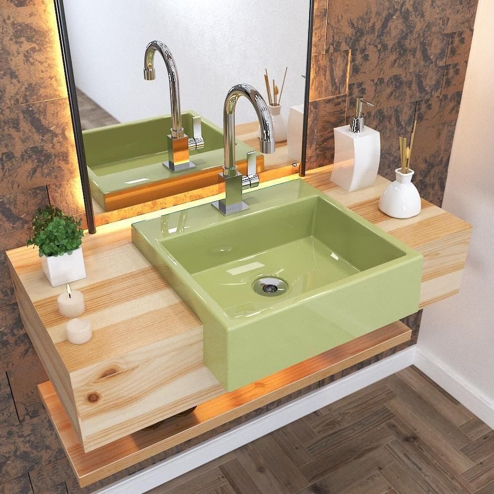 Cuba Semi Encaixe Quadrada Xq395w Colorida Verde Acqua