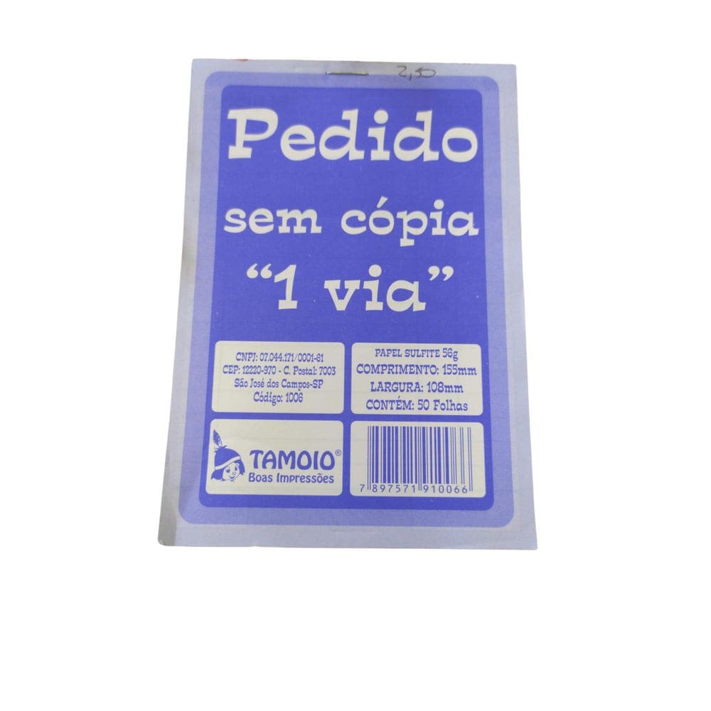 Pedido sem Cópia com 1 Via marca Tamoio - 50 Folhas
