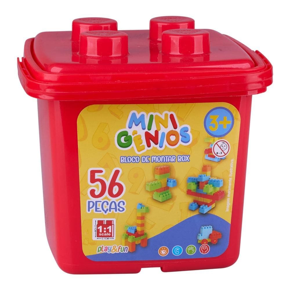 Blocos De Montar Box com 56 Peças Play&Fun