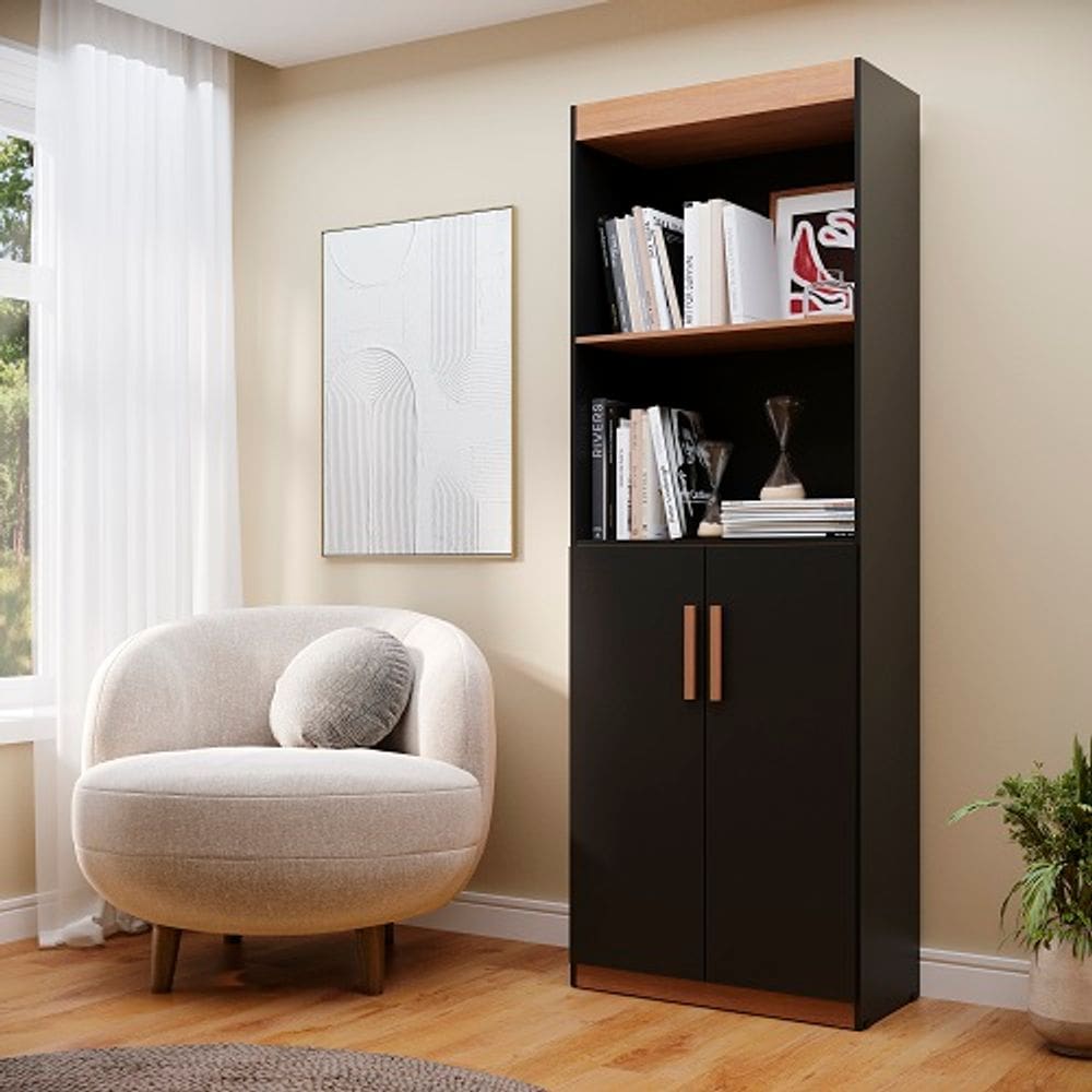 Multiuso Flex 2 Portas Preto/Nature – Potenza Móveis