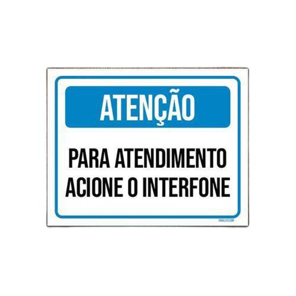 Placa Atenção Para Atendimento Acione Interfone 36X46