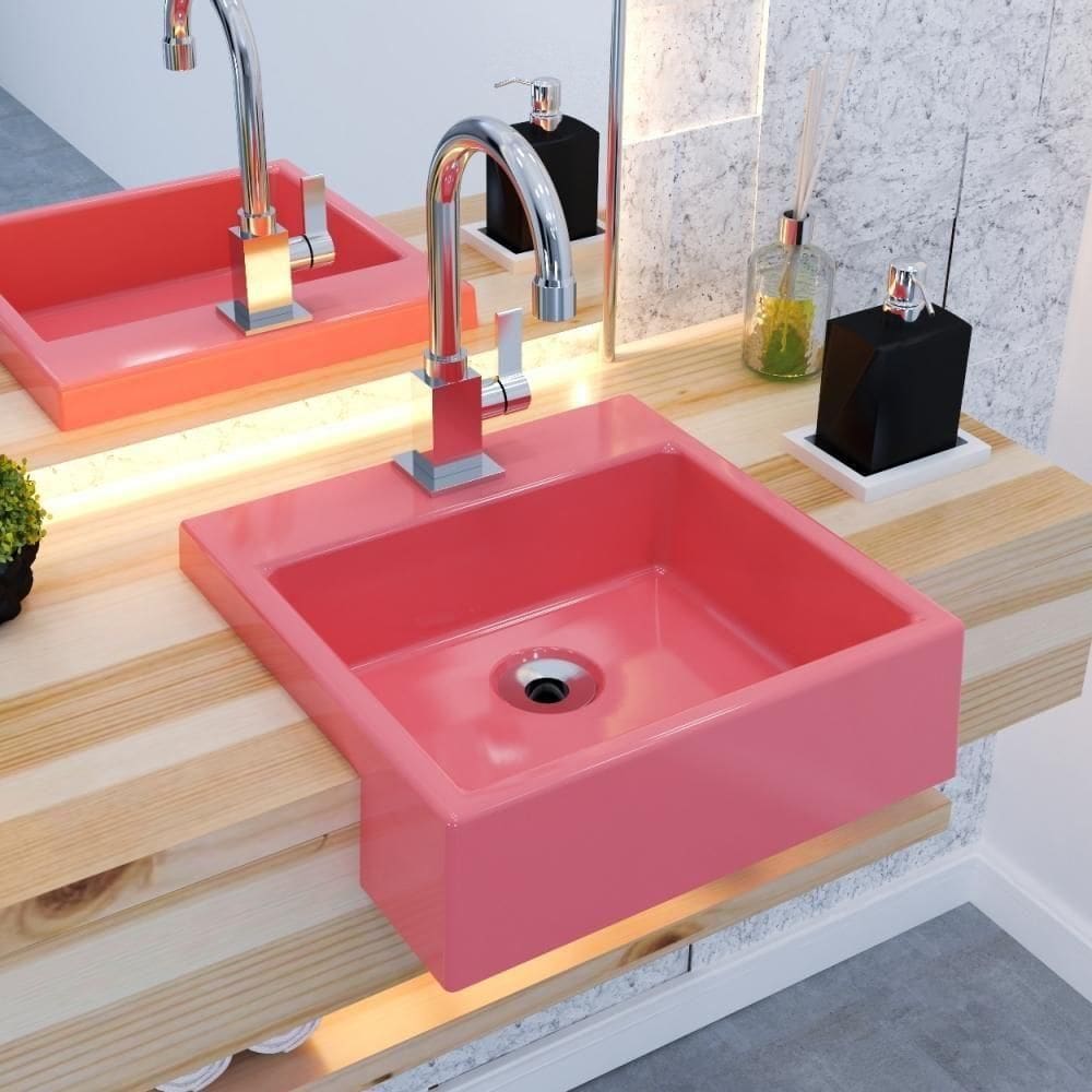 Cuba Semi Encaixe Quadrada Xq355w Colorida Rosa