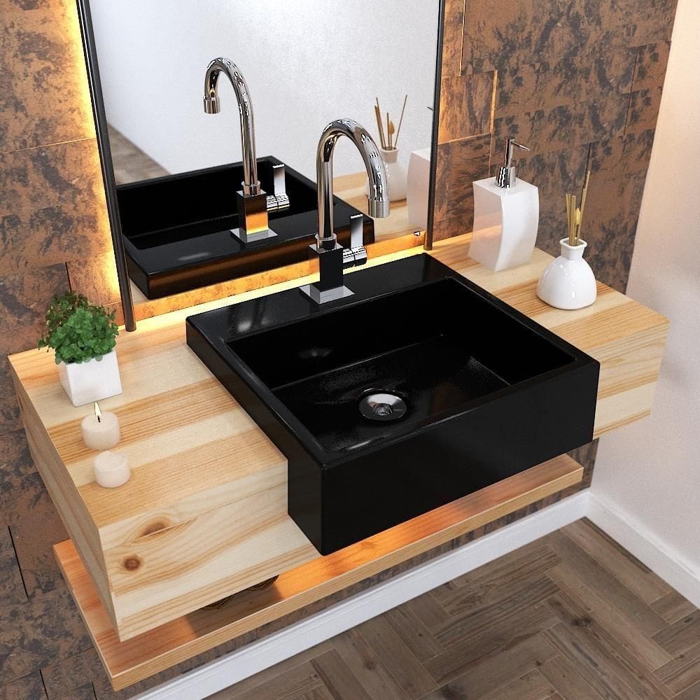 Cuba Semi Encaixe Quadrada Xq395w Colorida Preto