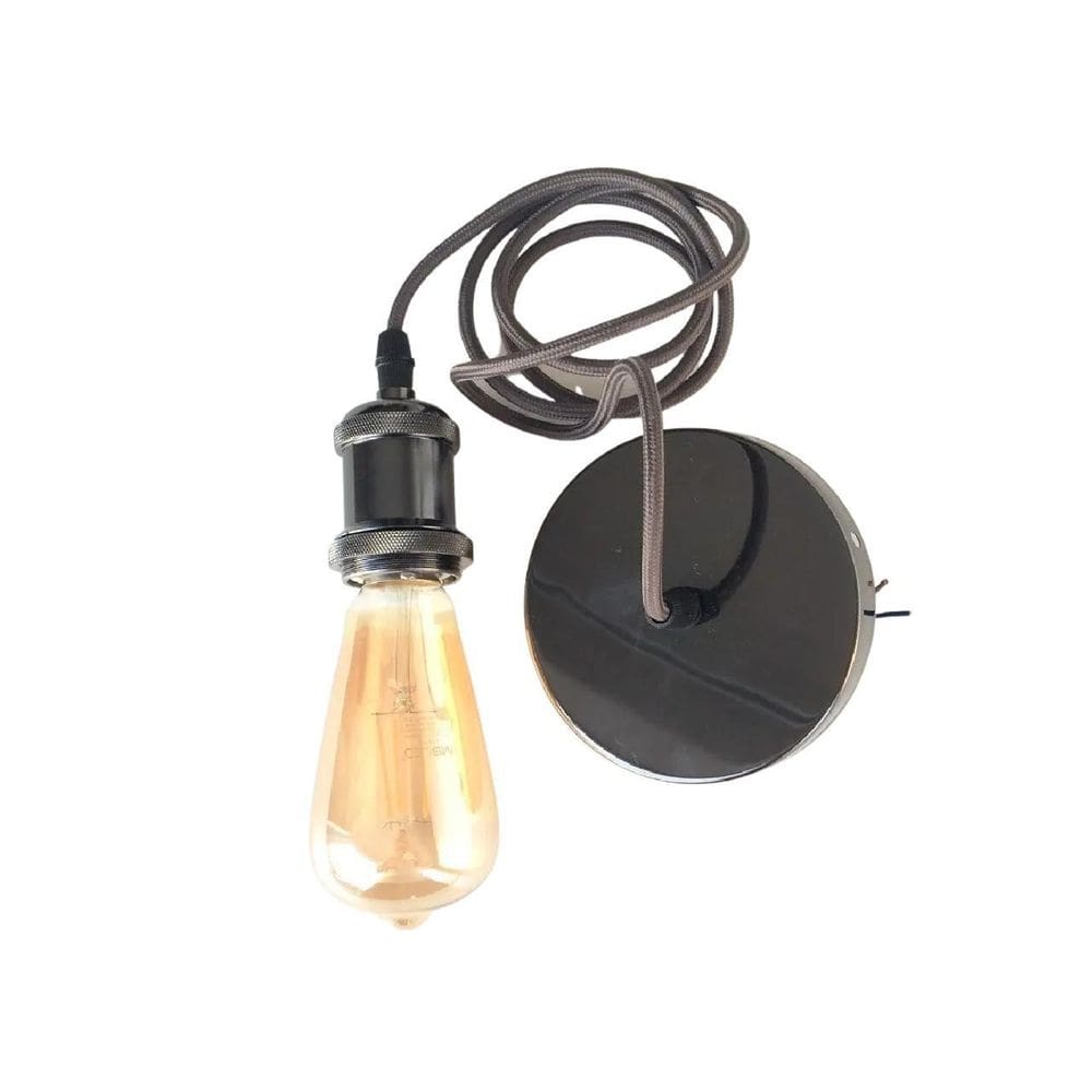 Kit 2 Pendente Fio Soquete Preto Perola Ali83 + Lampada