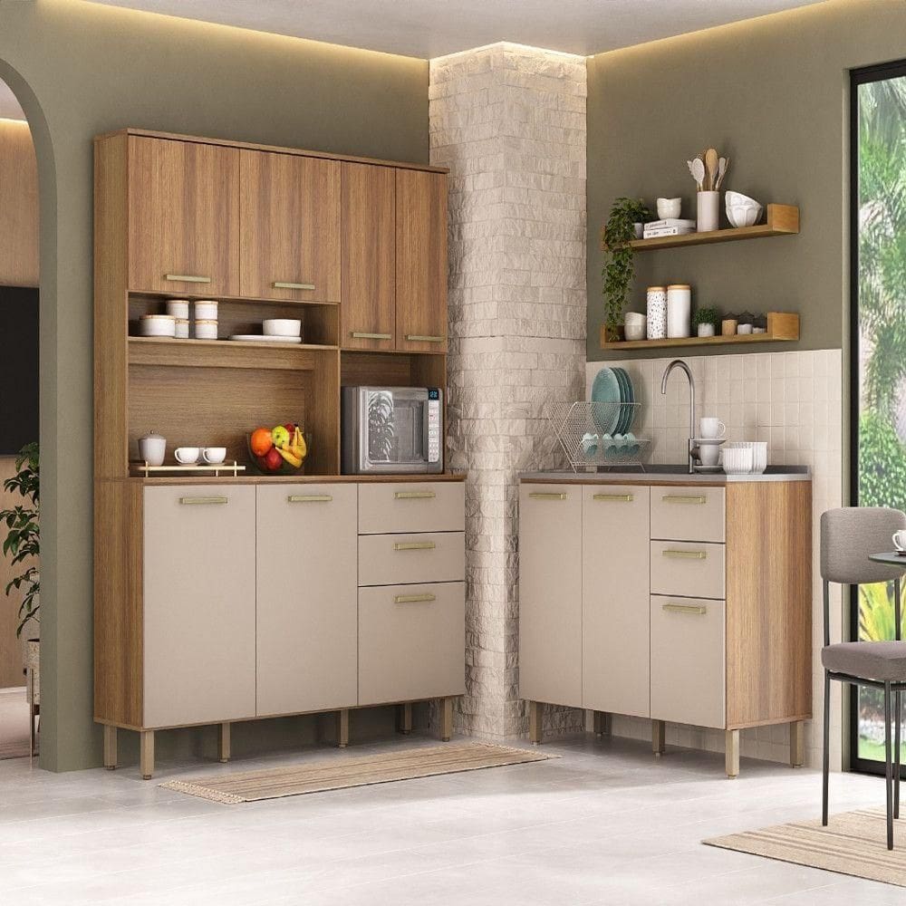 Cozinha Luciane 10 Portas 4 Gavetas Sem Tampo