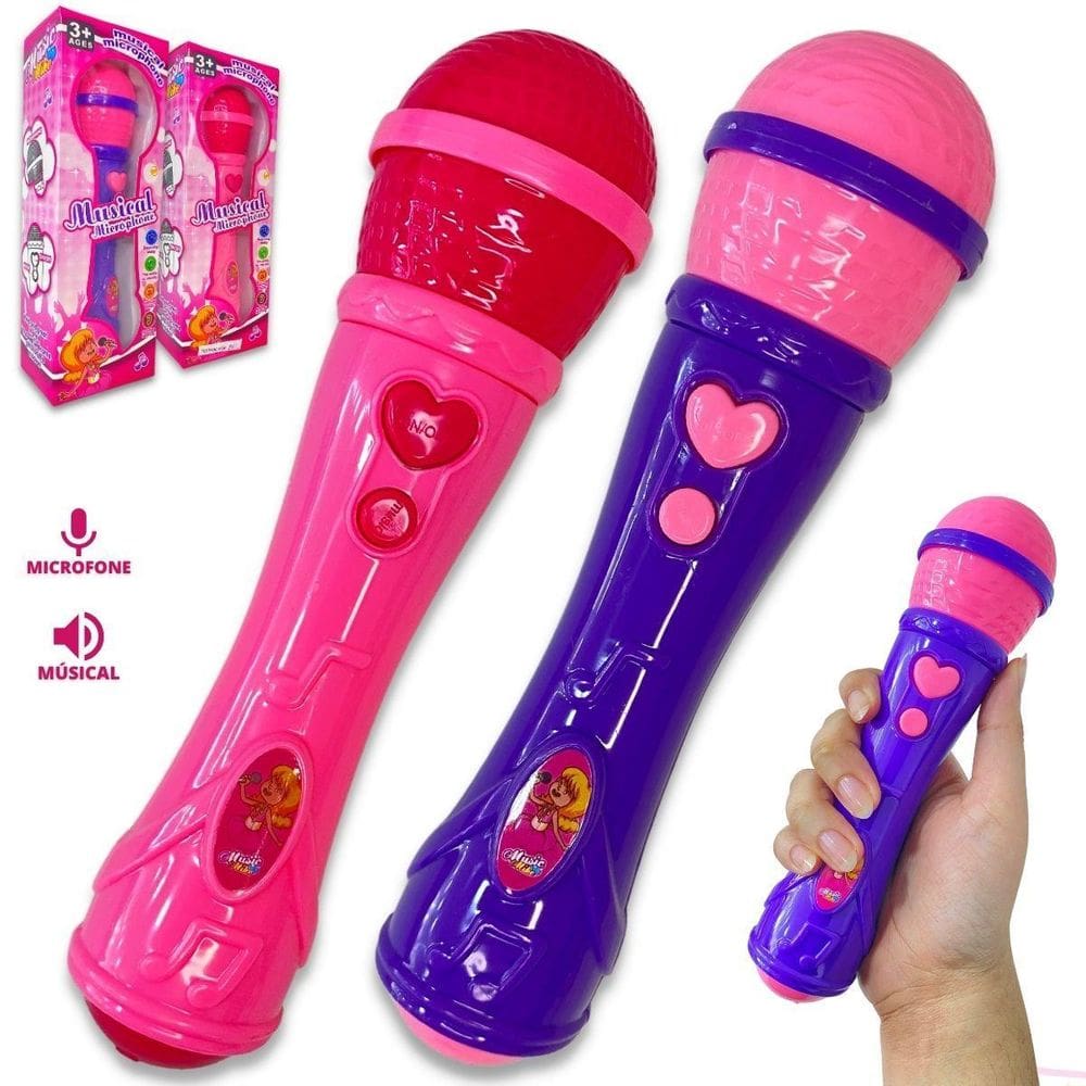 Microfone Infantil Sai A Voz Musical Cantor Rock - Feminino