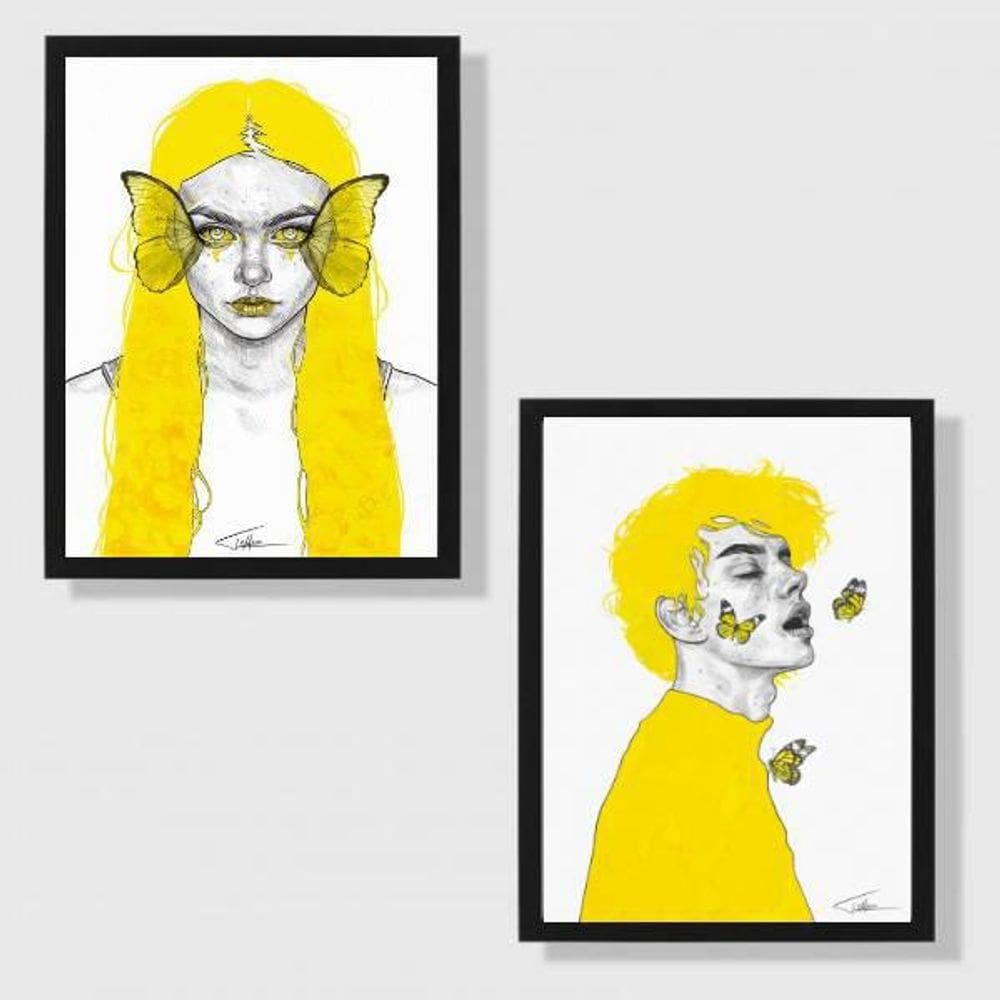 Kit 2 Quadros Butterfly Aliens 24X18Cm