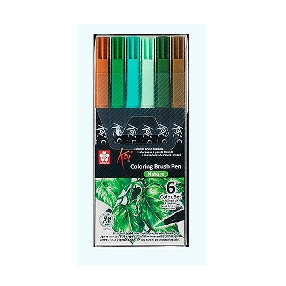 Caneta Brush Artistica Sakura Koi Coloring Nature 6 Cores