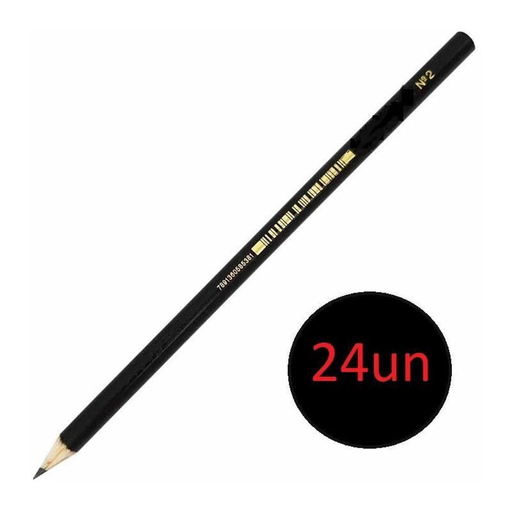 Lápis De Escrever Preto Hb N2 Escolar - Kit Com 24 Unidades