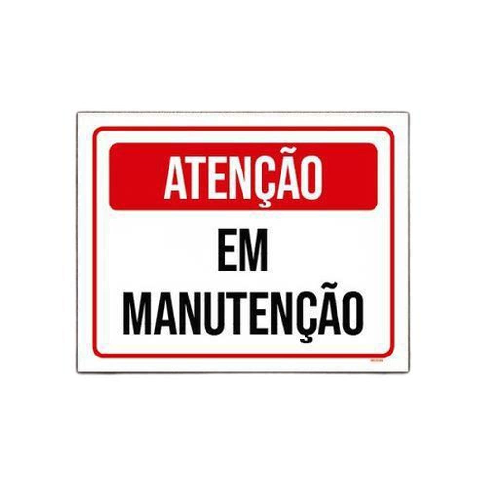Placa Sinalização Atenção Em Manutenção 27X35