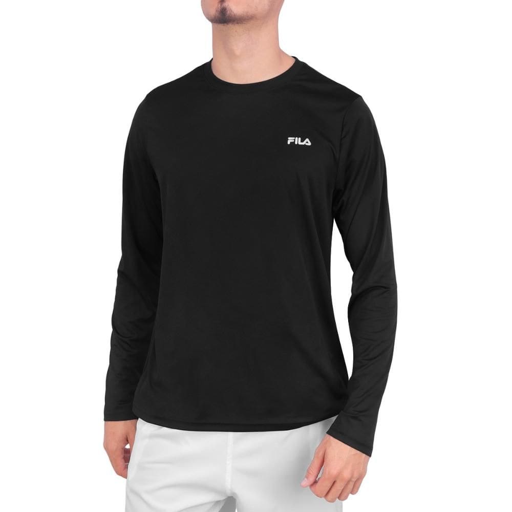 Camisa Fila Manga Longa Basic Sports Preto e Prata