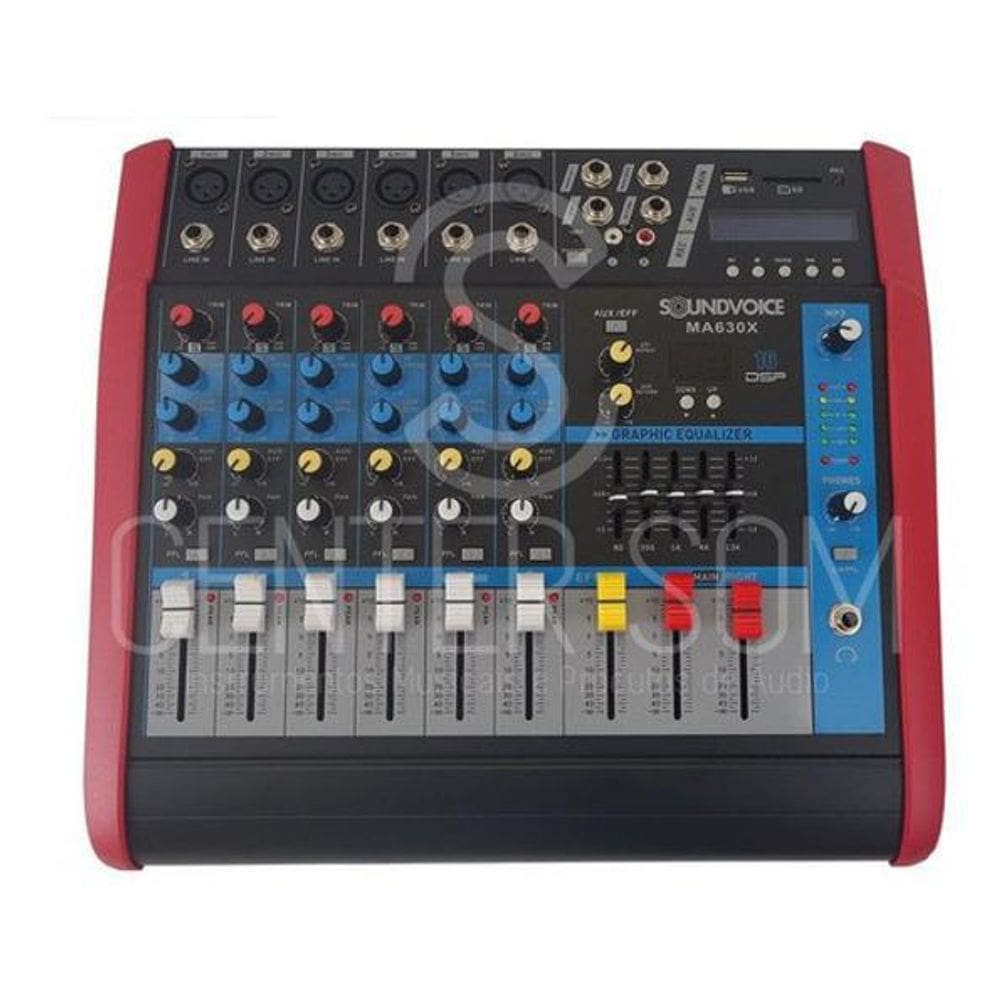Mesa De Som 6 Canais Amplificada 500W Rms Ef Eq Ma 630X