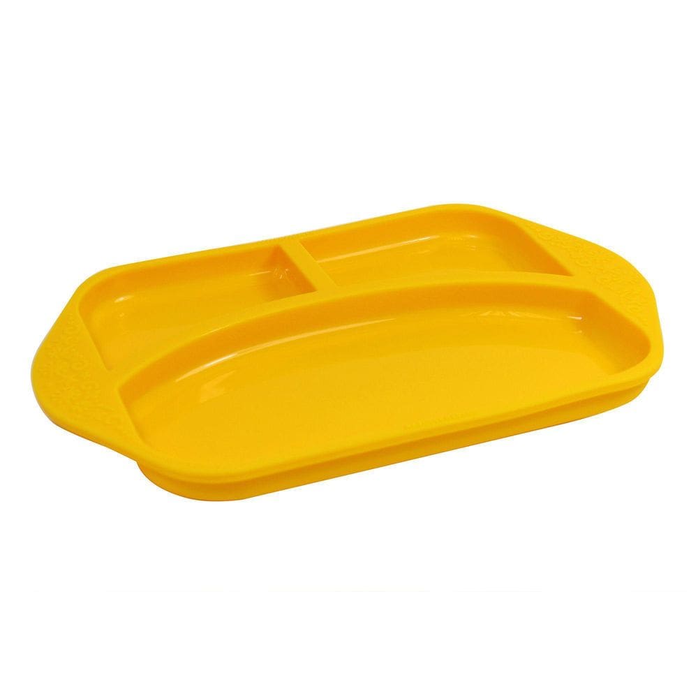 Prato Com Divisória Em Silicone - Amarelo