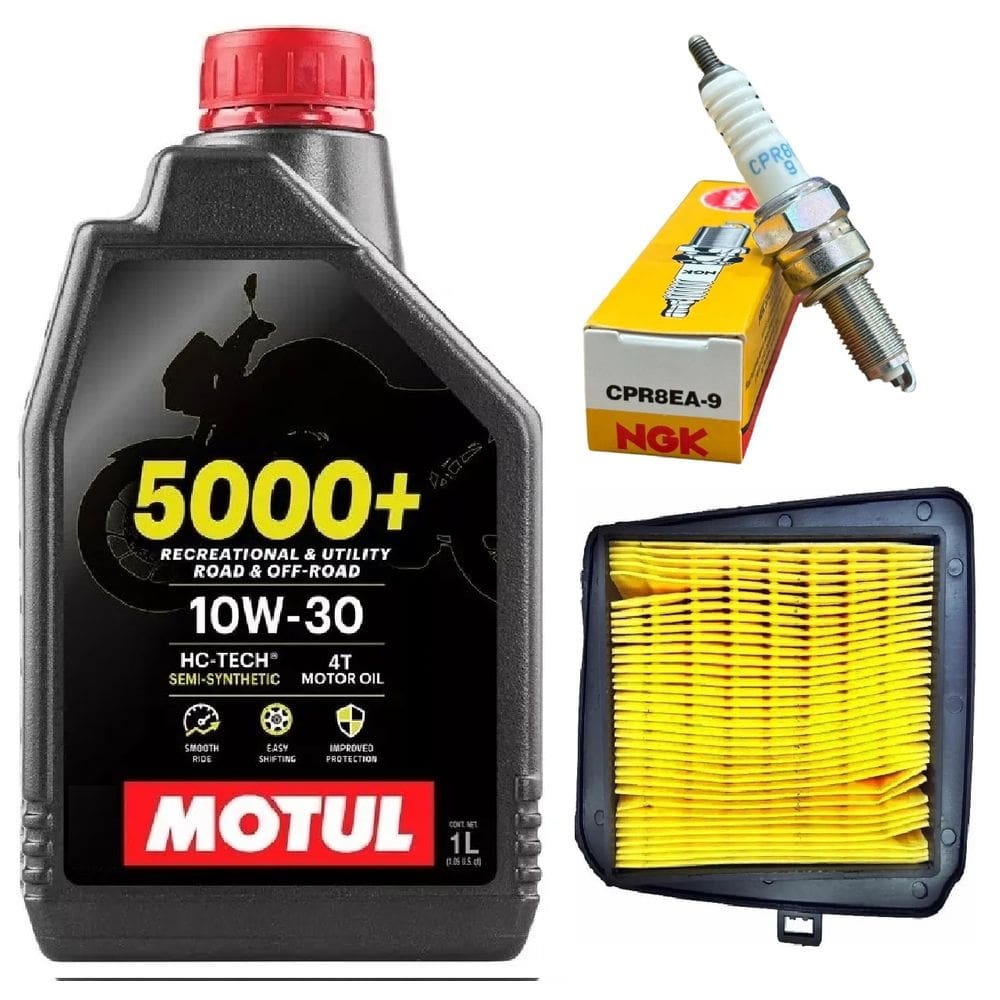 Kit Vela Ignição Cpr8ea-9 + Motul 5000+ 10W30 + Filtro Ar Titan 150 160 Bros 150 160