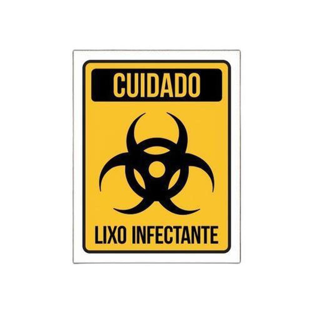 Placa Lixo Infectante - Placa De Sinalização Cuidado 27X35