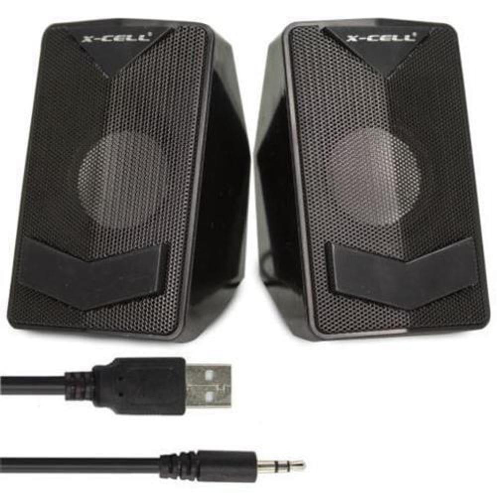 Conjunto 2 Caixas De Som Pc Usb P2 Preto X-Cell - Xc-Cm-08