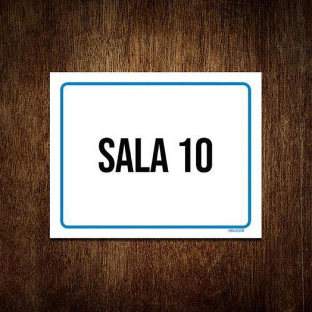 Kit 10 Placa Azul Sala 10 - Poliestireno - 18x23cm