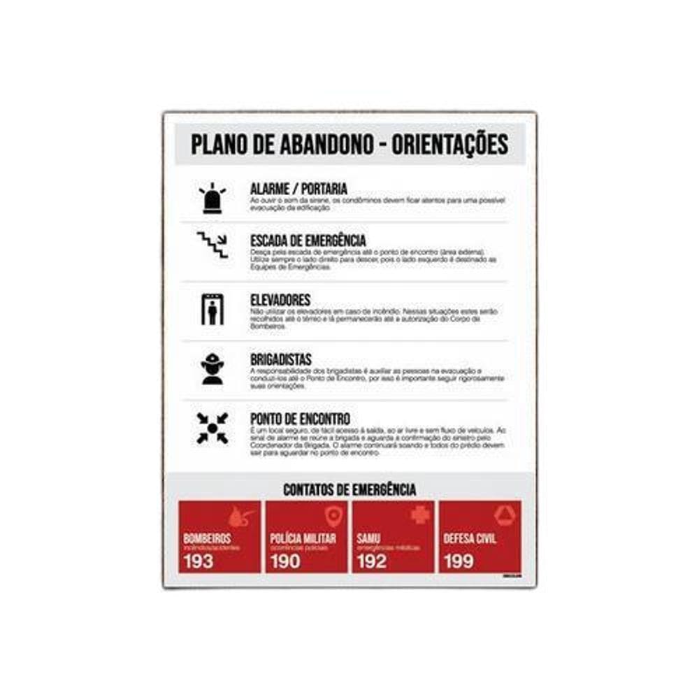 Placa De Sinalização - Plano De Abandono Orientações 36X46