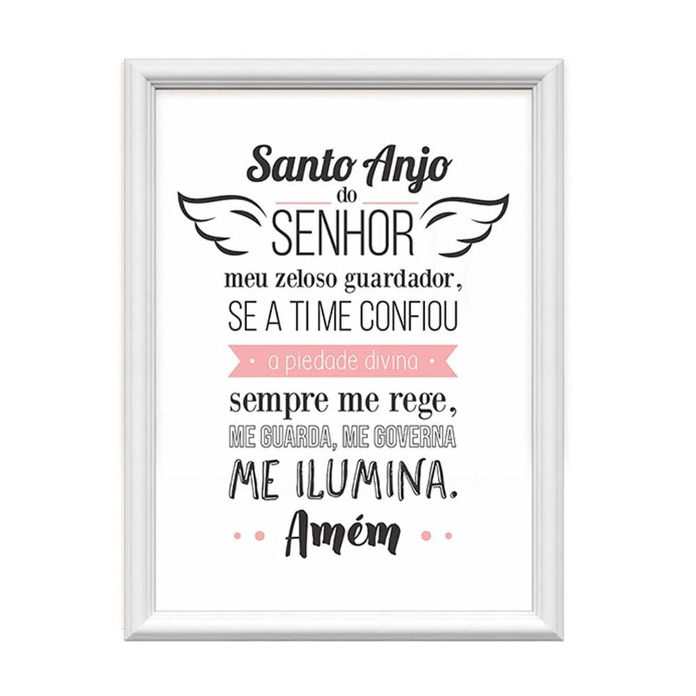 Quadro Decorativo Santo Anjo Do Senhor Rosa 34X44Cm