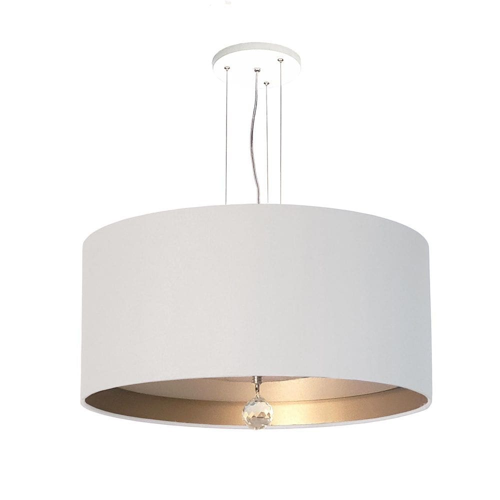 Luminária De Teto Pendente Branco Interna Bronze 40X15Cm