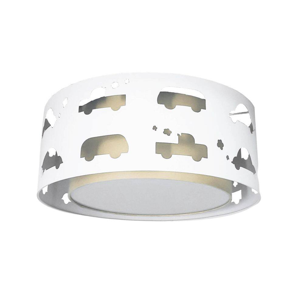 Luminária Infantil Plafon Carrinhos Crú  50X16