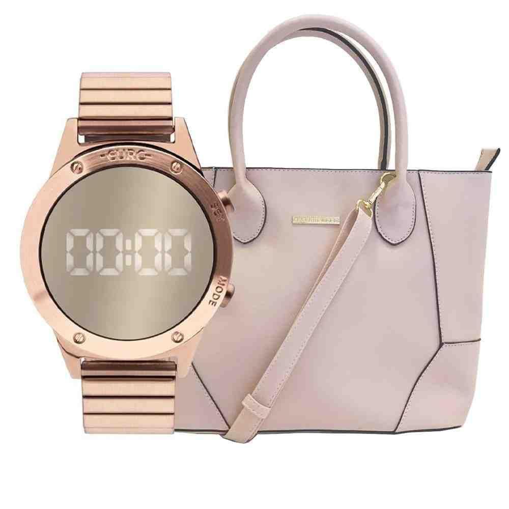 Kit Relógio Feminino Rose Euro + Bolsa Rose + Lente Olho De Peixe Eujhs31Bac/B4D