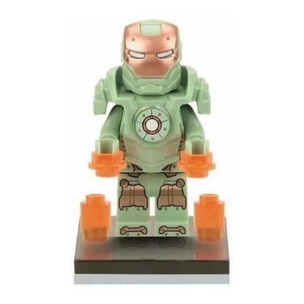 Boneco Blocos De Montar Homem De Ferro Armadura Verde