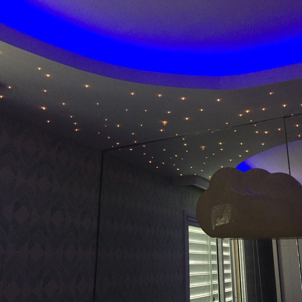 Kit Noite Estrelado Efeito Estrelado 150 Fibra Otica Rgb Mix