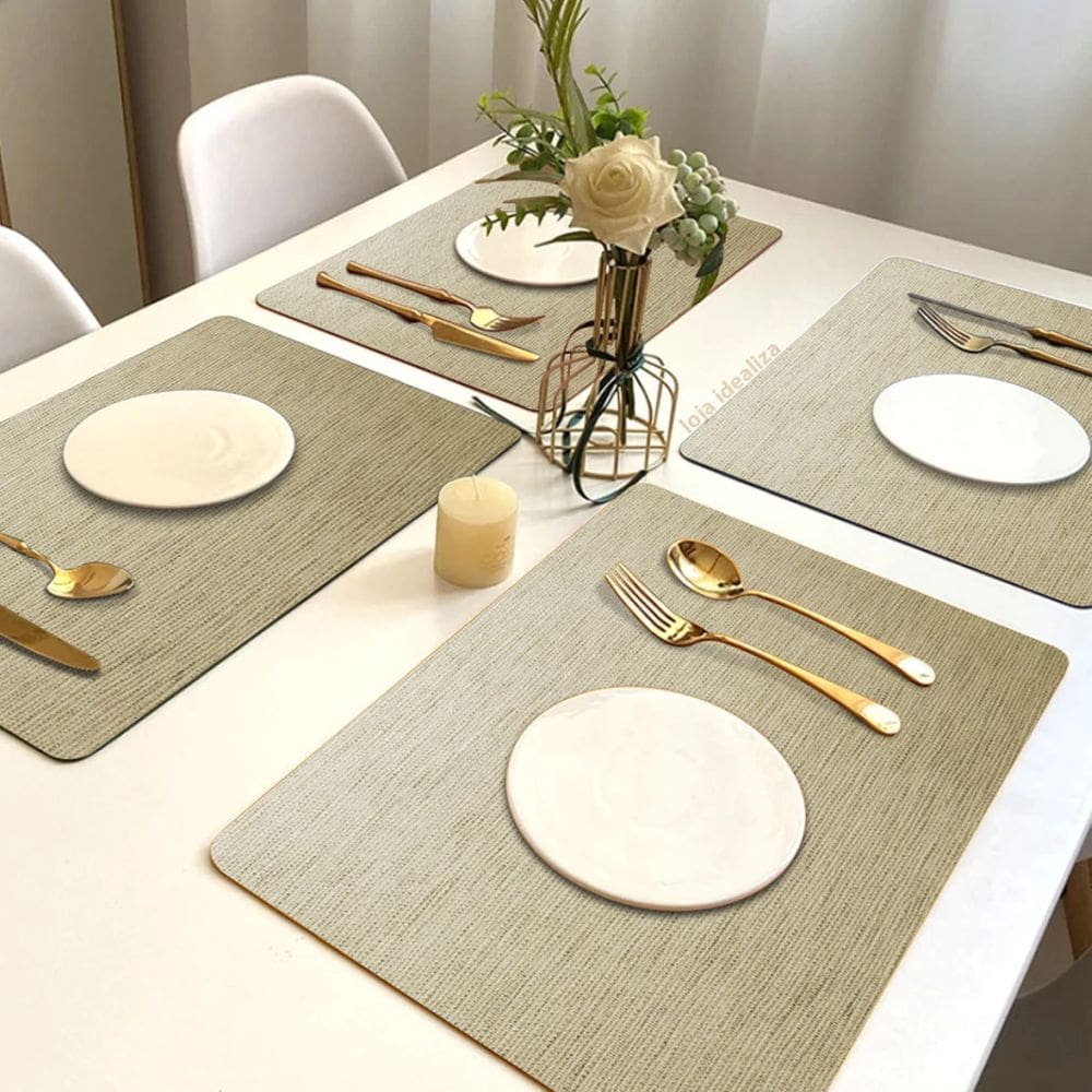 6 Jogo Americano Juta Areia Impermeável Limpa Facil Pvc