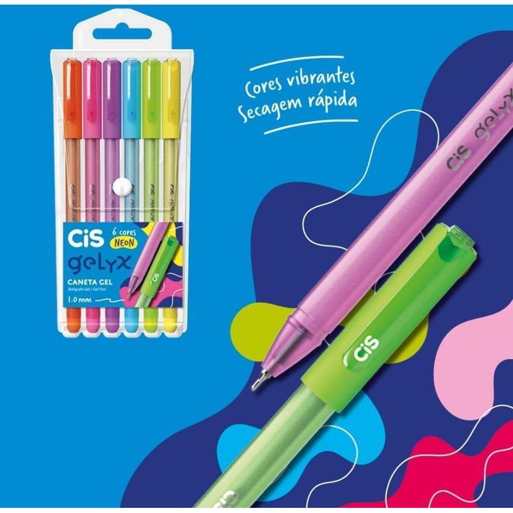 Caneta Gelyx 1.0mm Neon - Conjunto 6 Cores