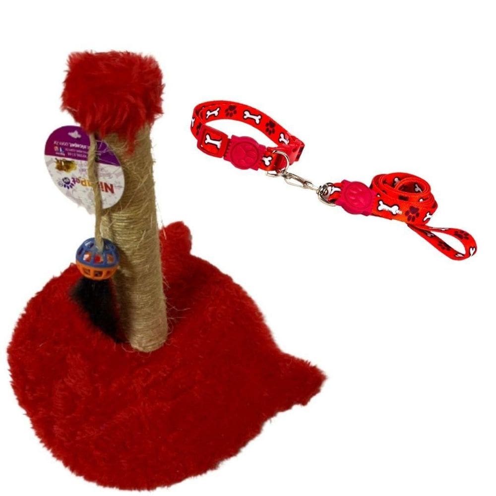 Kit Para Gatos - Arranhador Torre E Conjunto Coleira E Guia.