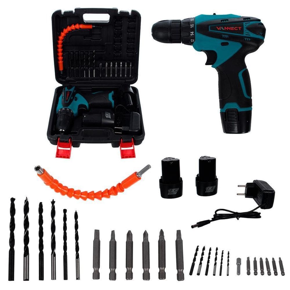 Parafusadeira Furadeira 1350 Rpm Bivolt 2 Baterias 19 Peças