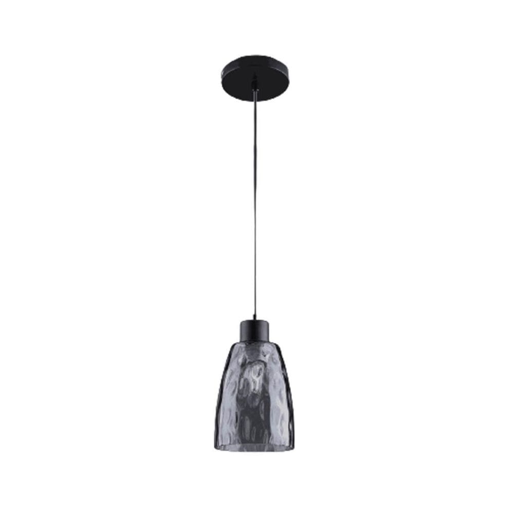 Pendente De Vidro Fume Preto Com Cupula Cabeceira Zan49
