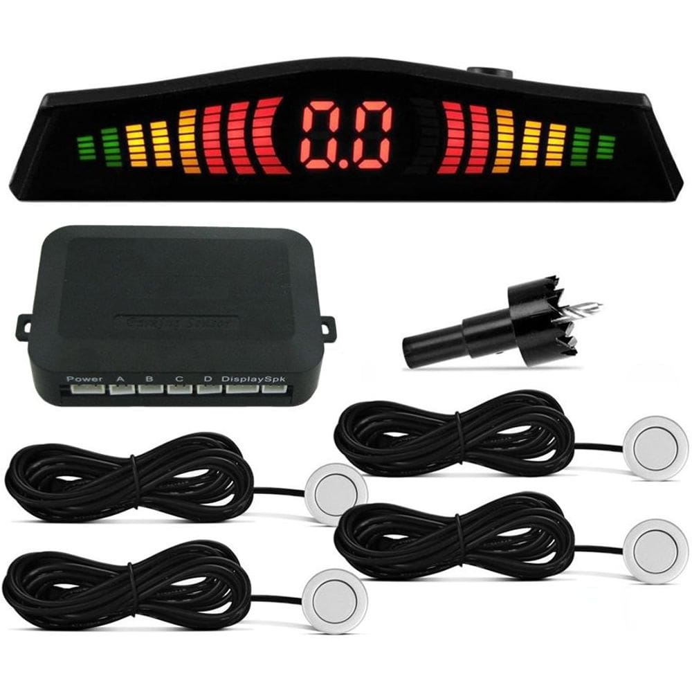 Sensor Estacionamento Ré Com Display Preto Prata Branco