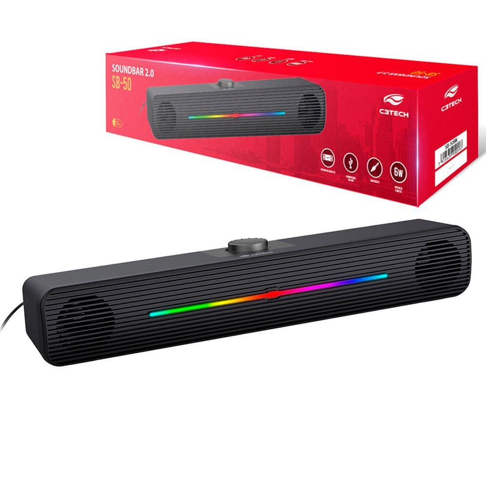 Soundbar 2.0 6W Conexao P2 Preto Sb-50Bk Usb C3 Tech