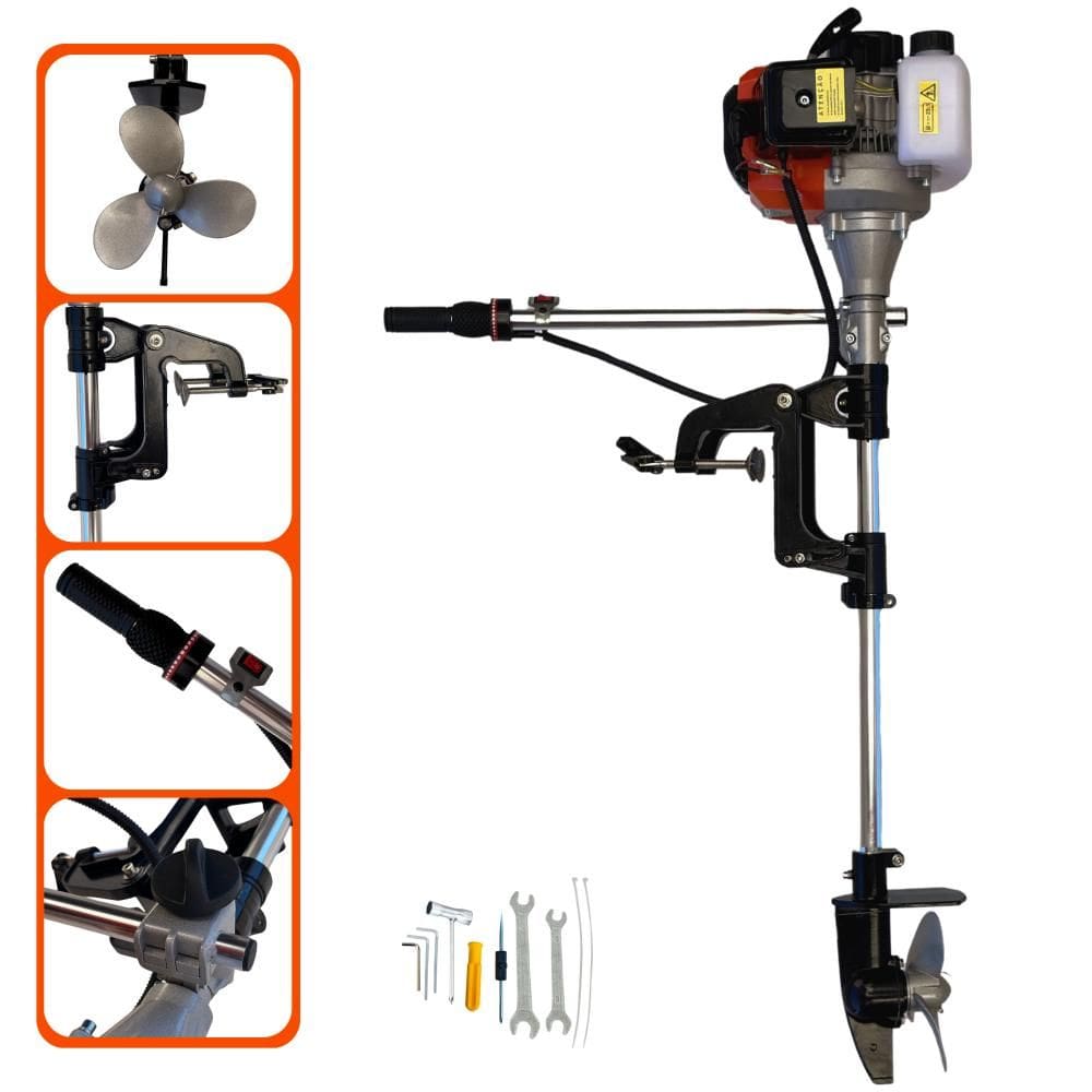 Motor de Popa À Gasolina Import Way IWMPG2T52 52cc 2,5HP de Potência 7.500rpm Profissional Completo Ideal Para Barcos, Lanchas e Botes Porte Pequeno