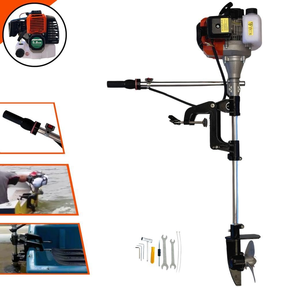 Motor de Popa Com Rabeta Import Way IWMPG2T52 À Gasolina 2T 52cc 2,5HP 7.500rpm Hélice 16cm Ideal Para Lanchas, Botes e Barcos de Pequeno Porte