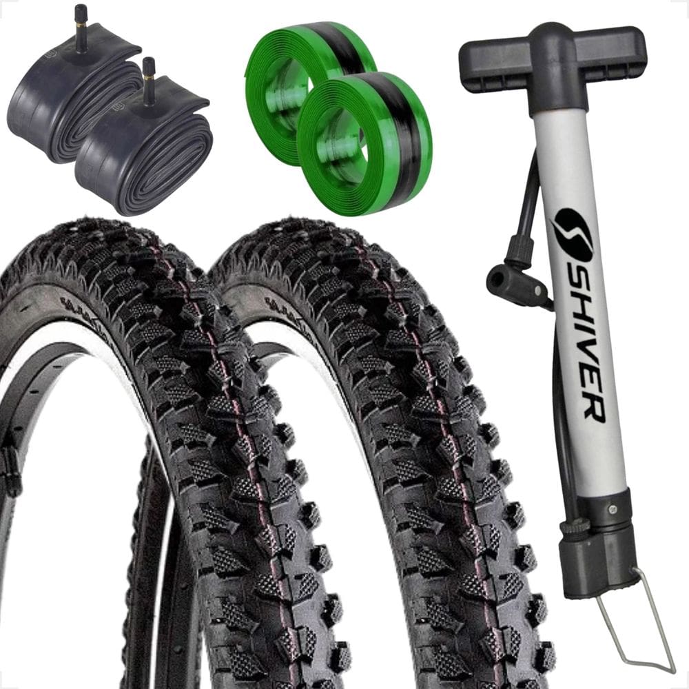 Pneu 24X1.95 Excess Ex Tt + Camara 24 Shiver + Bomba De Ar Shiver 30Cm + Fita Anti Furo Tectire - Par