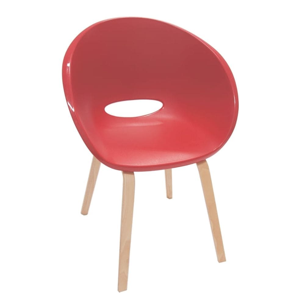 Cadeira Elena vermelha com base de madeira Tramontina