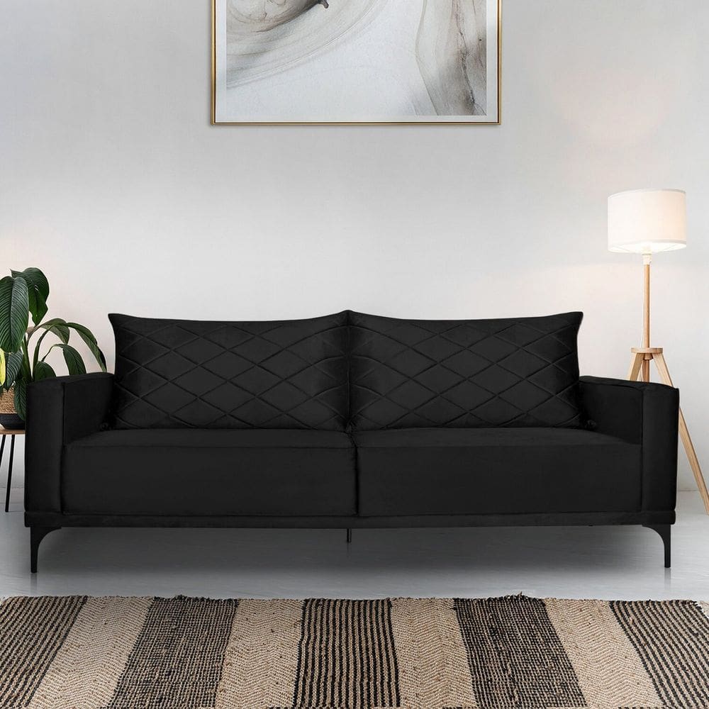 Sofá 2 Lugares para Sala de Estar Eliot Preto
