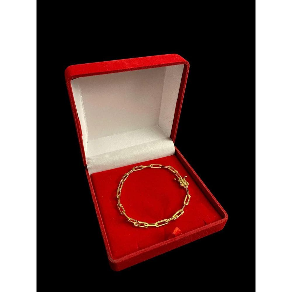 Pulseira Cadeado Alongado 4Mm Banhada A Ouro 18K