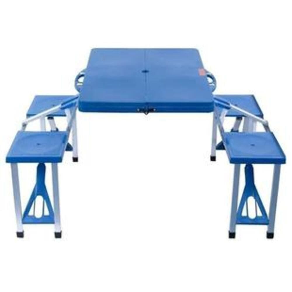 Mesa Camping Praia Com 4 Cadeiras Dobravel Vira Maleta Portatil Mesinha Estudo Crianças Com Banquinhos